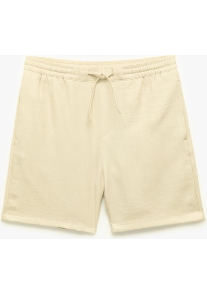 Rahat Kesim Cep Detaylı Pamuklu Beli Bağcıklı Şort