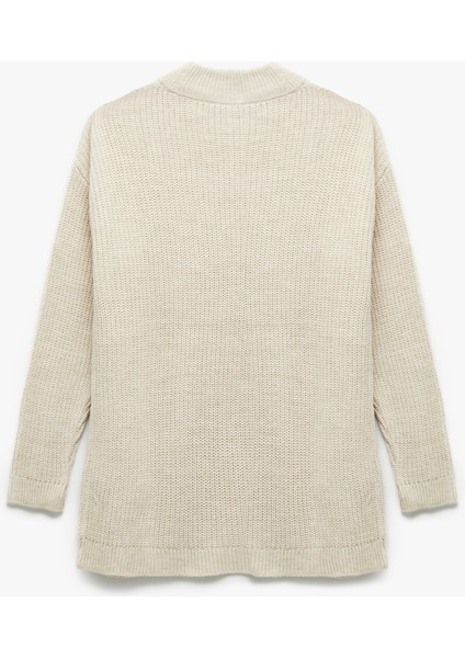 Uzun Kollu Dik Yaka Oversize Örgü Kazak fiyatları