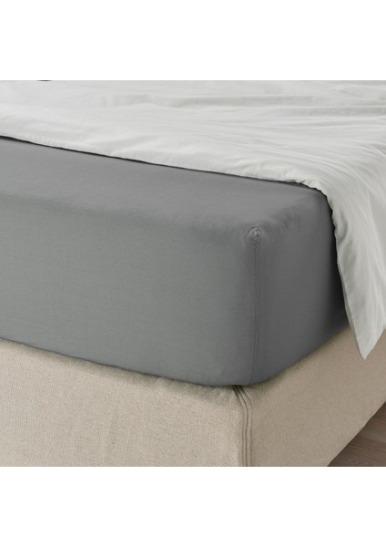 Ullvıde Çarşaf 160 x 200 cm Gri Lastikli Pamuk ve Liyosel Yumuşak Nefes Alabilen