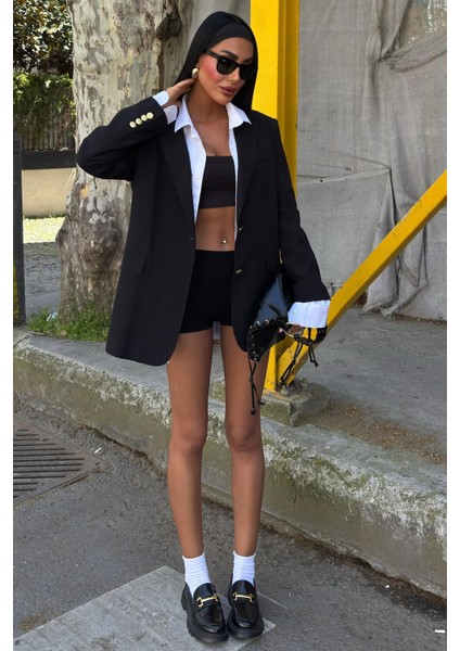 Kadın Siyah Dokuma Kruvaze Uzun Ceket fırsatları