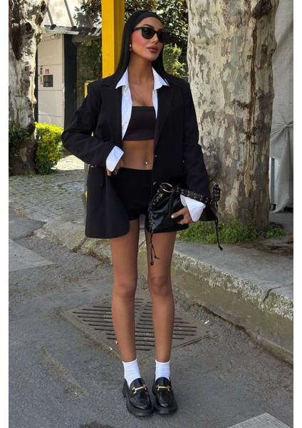 Kadın Siyah Dokuma Kruvaze Uzun Ceket indirimleri