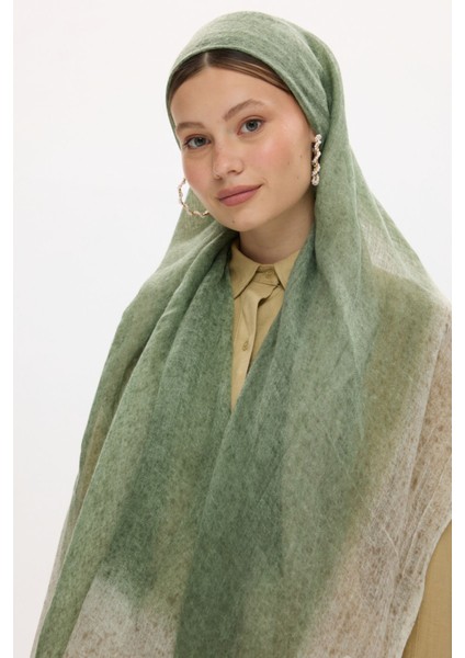 Albert Çerçeve Desen Bej-Yeşil Keten Dokulu Şal fiyatları