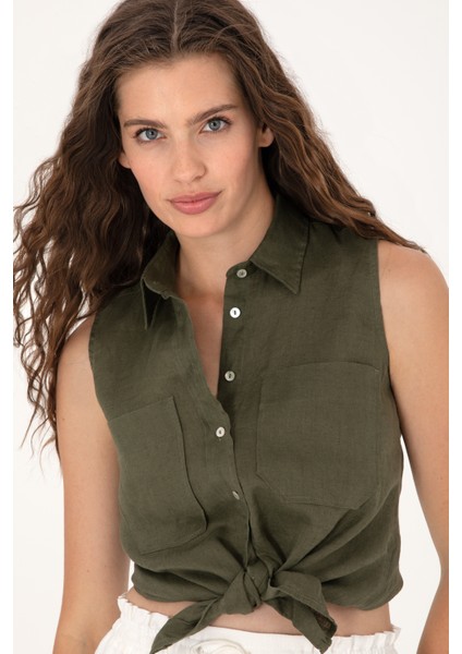 Kadın Koyu Haki Gömlek Kısa Kollu 50299740-VR111 fiyatları