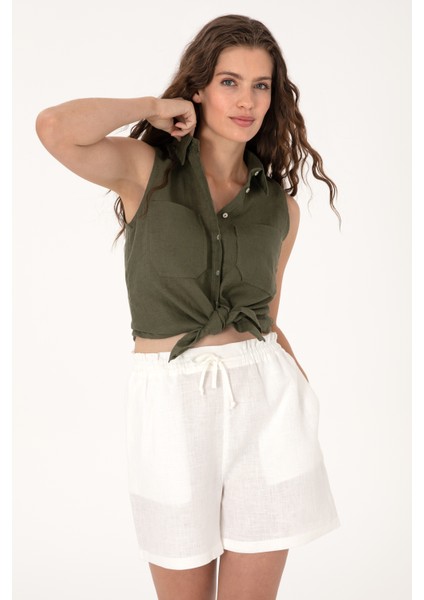 Kadın Koyu Haki Gömlek Kısa Kollu 50299740-VR111 modelleri