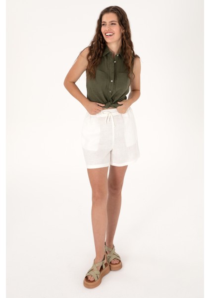 Kadın Koyu Haki Gömlek Kısa Kollu 50299740-VR111 fırsatları