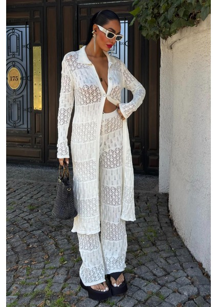 Kadın Ekru Uzun Vortex Viscon Hırka Takım fiyatları