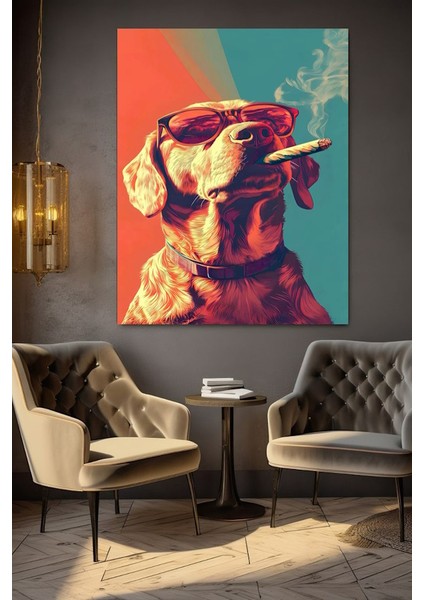 Gözlüklü Köpek Kanvas Tablo Ev Duvar Salon Ofis Dükkan Hediyelik Dekarasyon Süsü