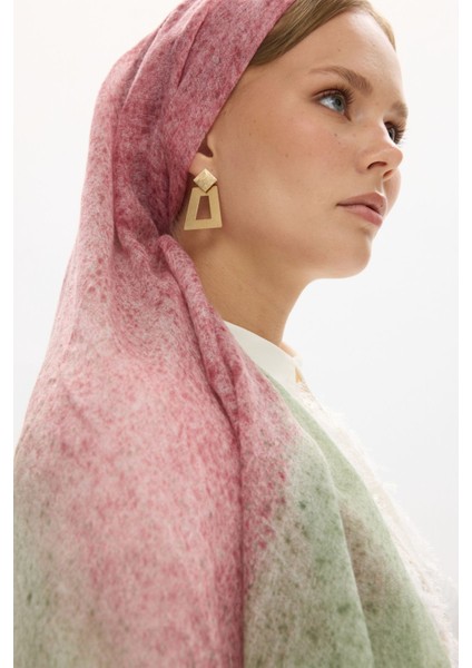 Albert Çerçeve Desen Pembe-Yeşil Keten Dokulu Şal fırsatları