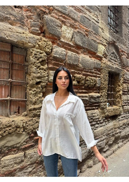 Beyaz Pamuklu Cepli Düşük Gömlek indirimleri