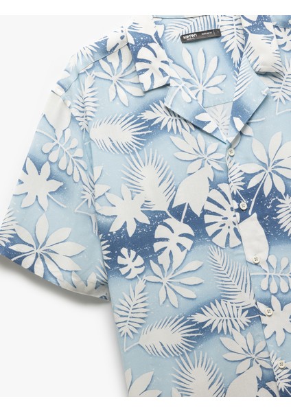 Viskon Kısa Kollu Regular Fit Devrik Yaka Çiçek Desenli Gömlek indirimleri