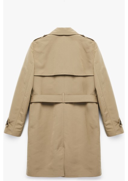 Astarlı Cepli Kruvaze Uzun Kollu Kemerli Uzun Gabardin Kumaş Trençkot fiyatları