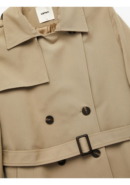 Astarlı Cepli Kruvaze Uzun Kollu Kemerli Uzun Gabardin Kumaş Trençkot modelleri