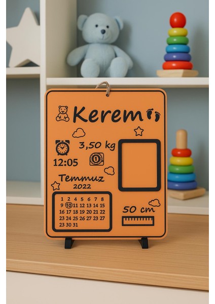 Kişiye Özel Yenidoğan Bebek Doğum Panosu | Isimli, Fotoğraflı, Tarihli Estetik Duvar Süsü