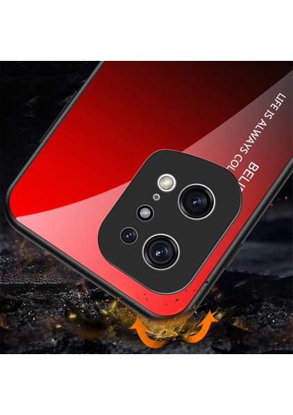 Oppo Find X5 Pro Için Şık Degrade Renkli Telefon Kılıfı, Düşmeye Lı Temperli Cam + Pc + Tpu Hibrit Arka Kapak - Degrade Gül (Yurt Dışından) modelleri