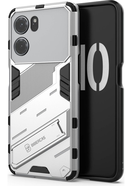 Oppo K10 5g (Çin) Için Düşmeye Karşı Destekli Ayak Fonksiyonlu Kombo Pc + Tpu Kılıf Çift Katmanlı Koruyucu Cep Telefonu Kabuğu-Beyaz (Yurt Dışından)