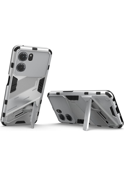 Oppo K10 5g (Çin) Için Düşmeye Karşı Destekli Ayak Fonksiyonlu Kombo Pc + Tpu Kılıf Çift Katmanlı Koruyucu Cep Telefonu Kabuğu-Beyaz (Yurt Dışından) modelleri