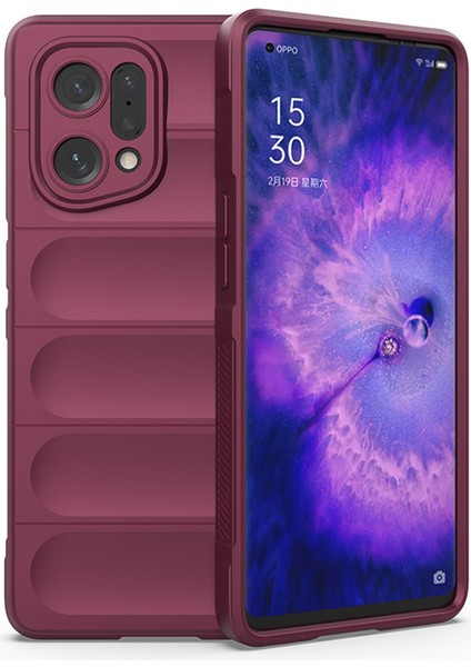 Oppo Find X5 Darbeye Dayanıklı Esnek Yumuşak Tpu Kaymaz Kenar Cep Telefonu Koruyucu Sağlam Arka Kılıf-Şarap Kırmızısı (Yurt Dışından)