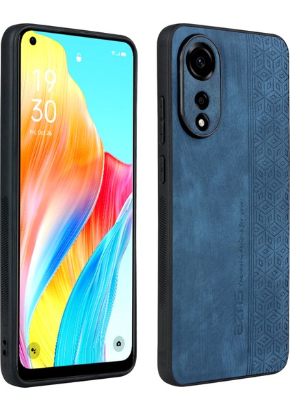 Azns Oppo A78 4g Kılıf Çizilmez Baskılı Pu Deri+Tpu Telefon Arka Kapağı-Mavi (Yurt Dışından)