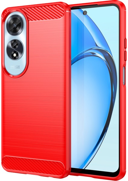 Oppo A60 4g Kılıf Koruyucu Karbon Fiber Doku Tpu Telefon Kılıfı-Kırmızı (Yurt Dışından)