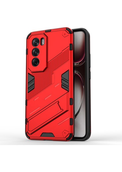 Oppo RENO12 Pro 5g (Global) Kılıf Kickstand Hibrit Sert Pc Yumuşak Tpu Telefon Kılıfı-Kırmızı (Yurt Dışından)