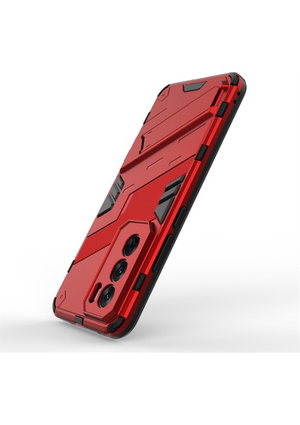 Oppo RENO12 Pro 5g (Global) Kılıf Kickstand Hibrit Sert Pc Yumuşak Tpu Telefon Kılıfı-Kırmızı (Yurt Dışından) modelleri