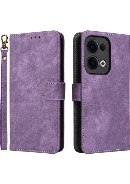 Oppo RENO13 5g(Global)Cüzdan Kılıfı Rfıd Engelleme Pu Deri Kapak Standı Görünüm-Mor (Yurt Dışından)
