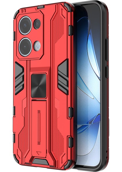 Oppo RENO13 5g (Global) Kılıf Pc + Tpu Darbeye Dayanıklı Telefon Kılıfı Kickstand Ile-Kırmızı (Yurt Dışından)