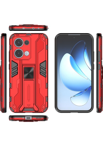 Oppo RENO13 5g (Global) Kılıf Pc + Tpu Darbeye Dayanıklı Telefon Kılıfı Kickstand Ile-Kırmızı (Yurt Dışından) fırsatları