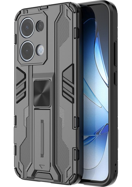 Oppo RENO13 5g (Global) Kılıf Pc + Tpu Darbeye Dayanıklı Telefon Kılıfı Kickstand ile - Siyah (Yurt Dışından)