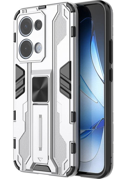 Oppo RENO13 5g (Global) Kılıf Pc + Tpu Darbeye Dayanıklı Telefon Kılıfı Kickstand ile - Gümüş (Yurt Dışından)
