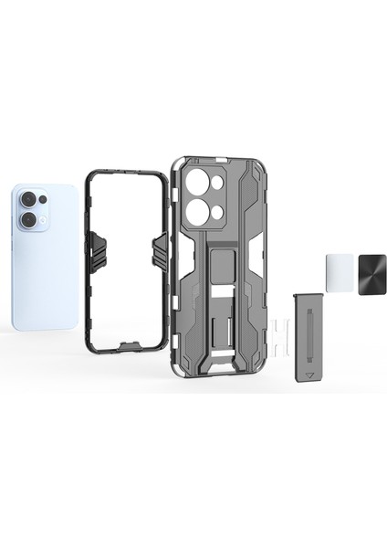 Oppo RENO13 5g (Global) Kılıf Pc + Tpu Darbeye Dayanıklı Telefon Kılıfı Kickstand ile - Gümüş (Yurt Dışından) fiyatları