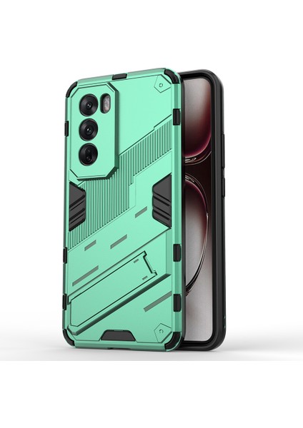 Oppo RENO12 Pro 5g (Global) Kılıf Kickstand Hibrit Sert Pc Yumuşak Tpu Telefon Kılıfı-Yeşil (Yurt Dışından)
