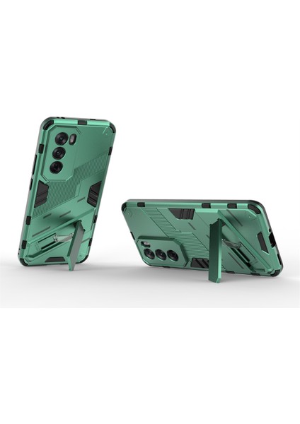 Oppo RENO12 Pro 5g (Global) Kılıf Kickstand Hibrit Sert Pc Yumuşak Tpu Telefon Kılıfı-Yeşil (Yurt Dışından) fiyatları
