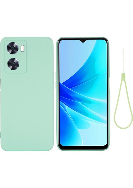 Oppo A77 4G/A77S 4G/A57E 4g Ince Kılıf Sıvı Silikon Telefon Kılıfı El Kayışı Ile-Yeşil (Yurt Dışından)