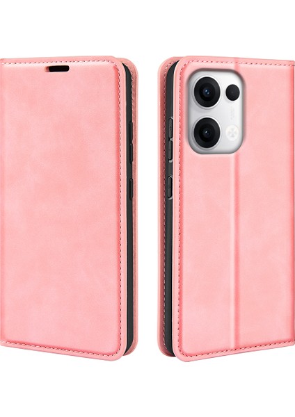 Oppo RENO13 5g(Global)Kılıf Deri Dokunmatik Deri Cüzdan Telefon Kılıfı-Pembe (Yurt Dışından)