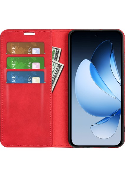 Oppo RENO13 5g(Global)Kılıf Deri Dokunmatik Deri Cüzdan Telefon Kılıfı-Kırmızı (Yurt Dışından) modelleri