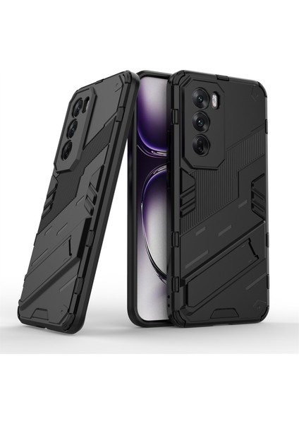 Oppo RENO12 5g(Global)Kılıf Kickstand Hibrit Sert Pc Yumuşak Tpu Telefon Kılıfı-Siyah (Yurt Dışından) fırsatları
