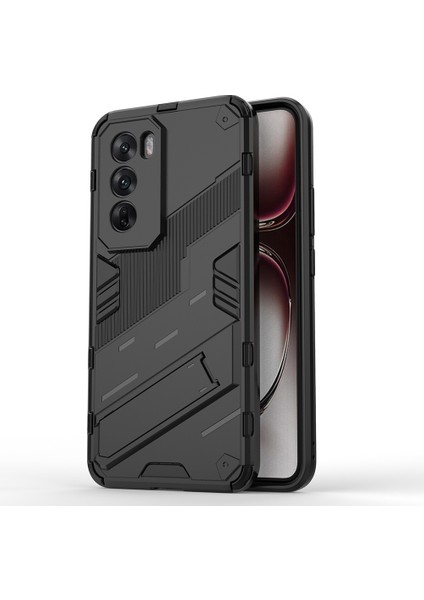 Oppo RENO12 Pro 5g (Global) Kılıf Kickstand Hibrit Sert Pc Yumuşak Tpu Telefon Kılıfı-Siyah (Yurt Dışından)