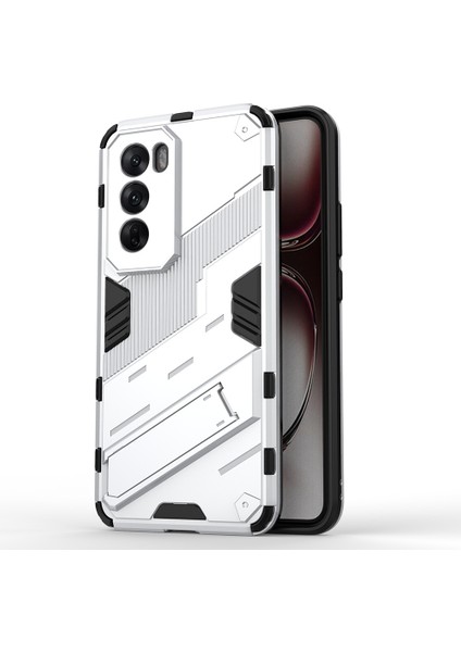 Oppo RENO12 Pro 5g (Global) Kılıf Kickstand Hibrit Sert Pc Yumuşak Tpu Telefon Kılıfı-Beyaz (Yurt Dışından)
