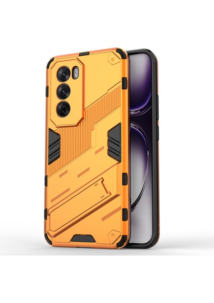 Oppo RENO12 5g(Global)Kılıf Kickstand Hibrit Sert Pc Yumuşak Tpu Telefon Kılıfı-Turuncu (Yurt Dışından)