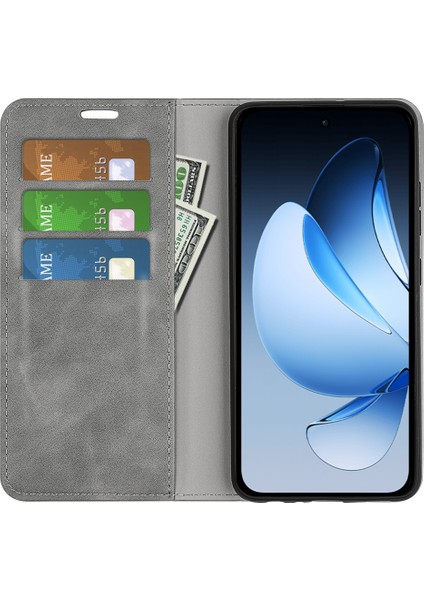 Oppo RENO13 5g(Global)Kılıf Deri Dokunmatik Deri Cüzdan Telefon Kılıfı-Gri (Yurt Dışından) modelleri
