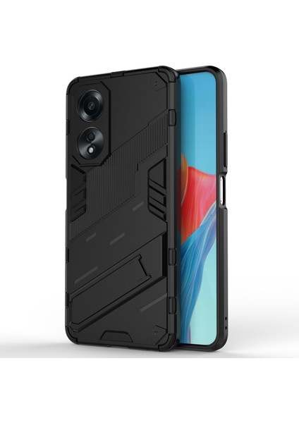Oppo A58 4g Kapak Pc+Tpu Darbeye Dayanıklı Kickstand Telefon Kılıfı-Siyah (Yurt Dışından)