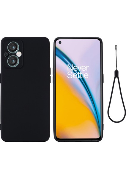 Oppo Reno7 Z 5g/reno7 Lite 5G/F21 Pro 5g/reno8 Lite 5g Sıvı Silikon Kılıf Hassas Kesikler Kamera Koruma Kılıfı Kayışlı-Siyah (Yurt Dışından)