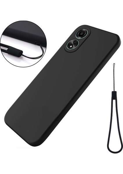 Oppo A58 4g Için Esnek Telefon Kılıfı, Sıvı Silikon + Yumuşak Astarlı Akıllı Telefon Kılıfı - Siyah (Yurt Dışından)