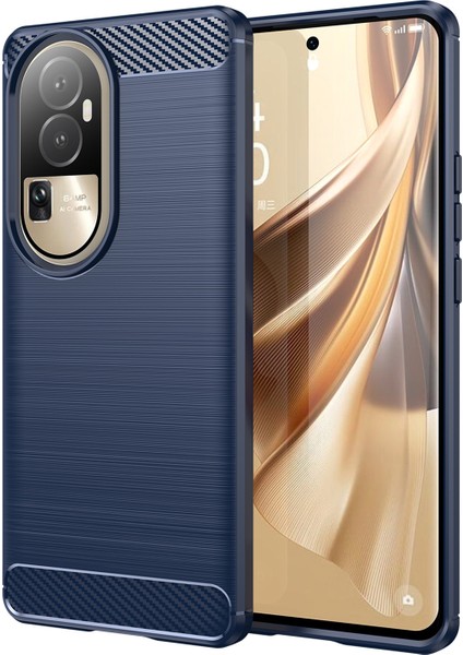 Oppo RENO10 Pro 5G(GLOBAL)/RENO10 5g(Global) Fırçalanmış Telefon Kılıfı Karbon Fiber Doku Tpu Düşmeye Dayanıklı Kapak-Mavi (Yurt Dışından)
