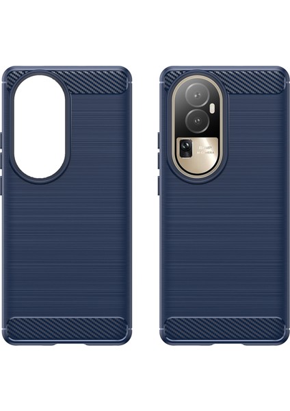 Oppo RENO10 Pro 5G(GLOBAL)/RENO10 5g(Global) Fırçalanmış Telefon Kılıfı Karbon Fiber Doku Tpu Düşmeye Dayanıklı Kapak-Mavi (Yurt Dışından) modelleri