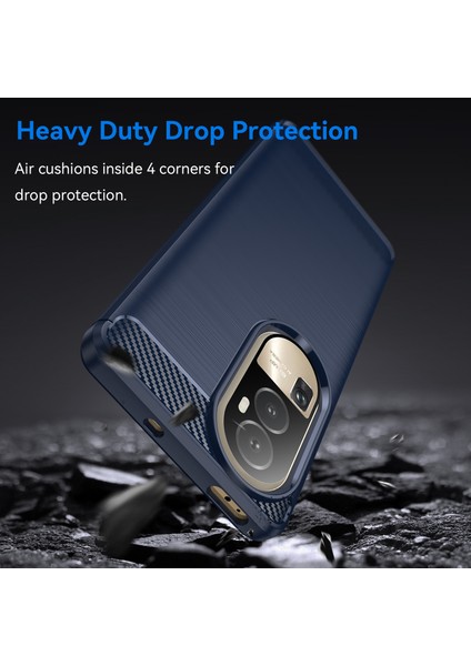 Oppo RENO10 Pro 5G(GLOBAL)/RENO10 5g(Global) Fırçalanmış Telefon Kılıfı Karbon Fiber Doku Tpu Düşmeye Dayanıklı Kapak-Mavi (Yurt Dışından) fırsatları