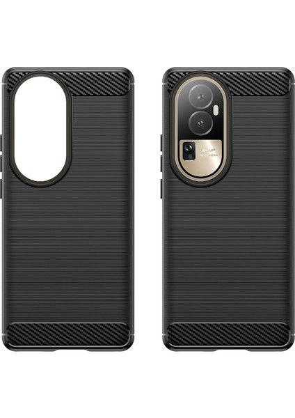 Oppo RENO10 Pro 5G(GLOBAL)/RENO10 5g(Global) Fırçalanmış Telefon Kılıfı Karbon Fiber Doku Tpu Düşmeye Dayanıklı Kapak-Siyah (Yurt Dışından) modelleri