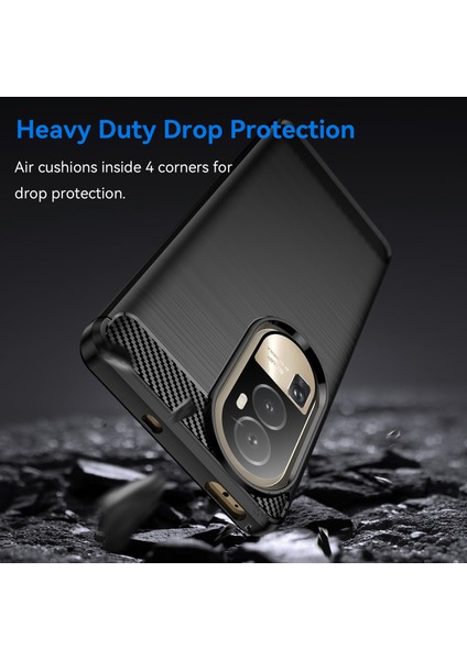 Oppo RENO10 Pro 5G(GLOBAL)/RENO10 5g(Global) Fırçalanmış Telefon Kılıfı Karbon Fiber Doku Tpu Düşmeye Dayanıklı Kapak-Siyah (Yurt Dışından) fırsatları