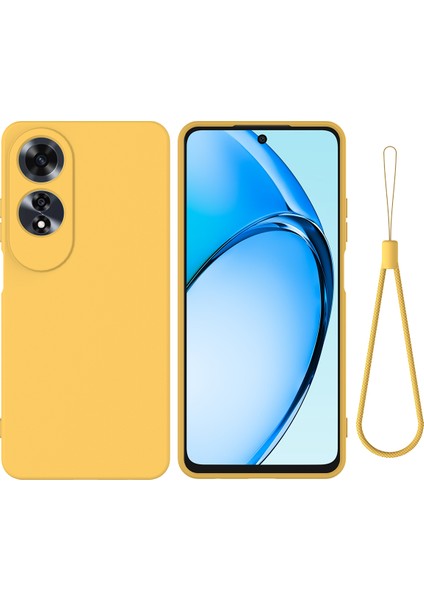 Oppo A60 4g Cep Telefonu Kılıfı Sıvı Silikon Çizilmeye Dayanıklı Telefon Kılıfı Kayışlı-Sarı (Yurt Dışından)